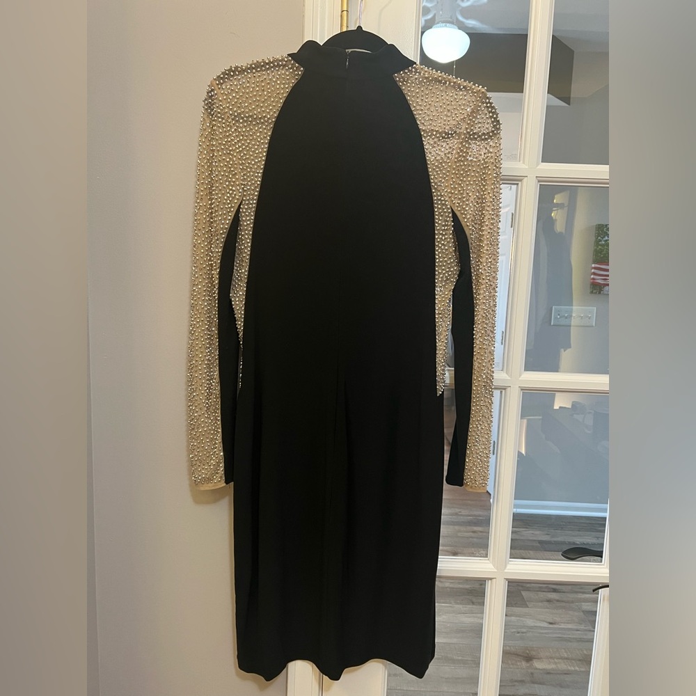 Xscape Black Dress with sheer studded contour detailing size 10 - Picture 3 of 9